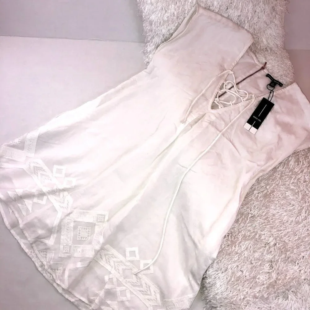 Dolce Vita White Roxanne V Neck Lace Dress XS - Picture 3 of 12